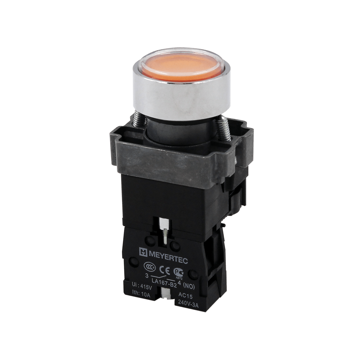 MTB2-BWF3561 MTB2-BWF3561 - Кнопка плоская желтая с подсветкой, 220V AC/DC, 1NO, IP67, металл