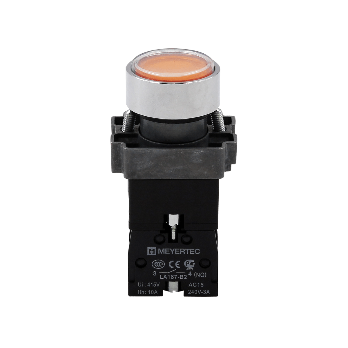 MTB2-BWF3561 MTB2-BWF3561 - Кнопка плоская желтая с подсветкой, 220V AC/DC, 1NO, IP67, металл