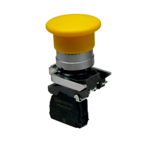 MTB4-BC51 - Кнопка грибовидная желтая, 40 мм, пружиный возврат, 1NO, IP65, металл