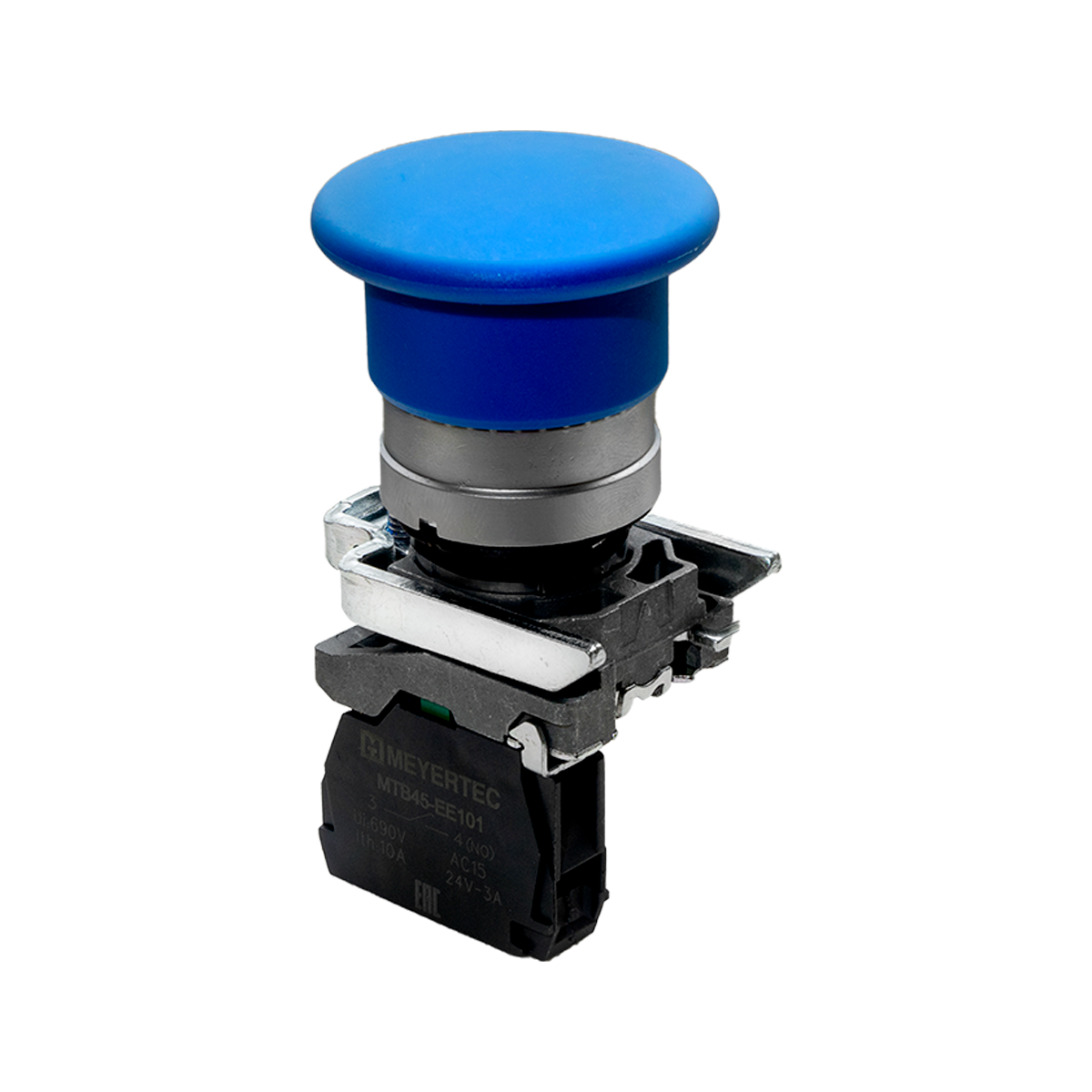 MTB4-BC61 MTB4-BC61 - Кнопка грибовидная синяя, 40 мм, пружиный возврат, 1NO, IP65, металл