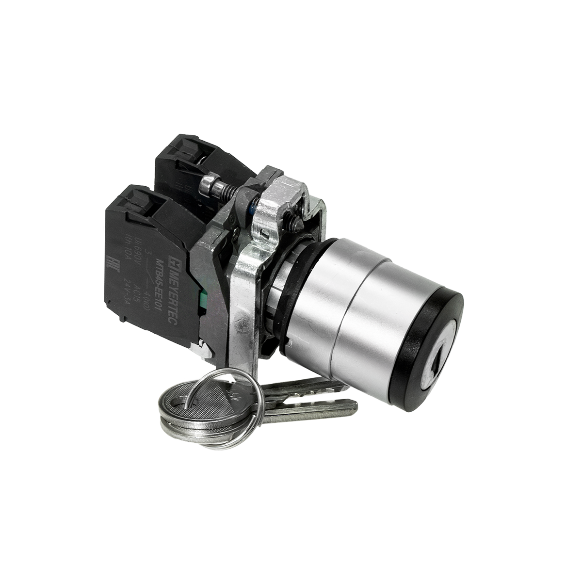 MTB4-BG33 MTB4-BG33 - Переключатель с ключом на 3 положения с фиксацией, 1 выемка в центре, 2NO, IP65, металл