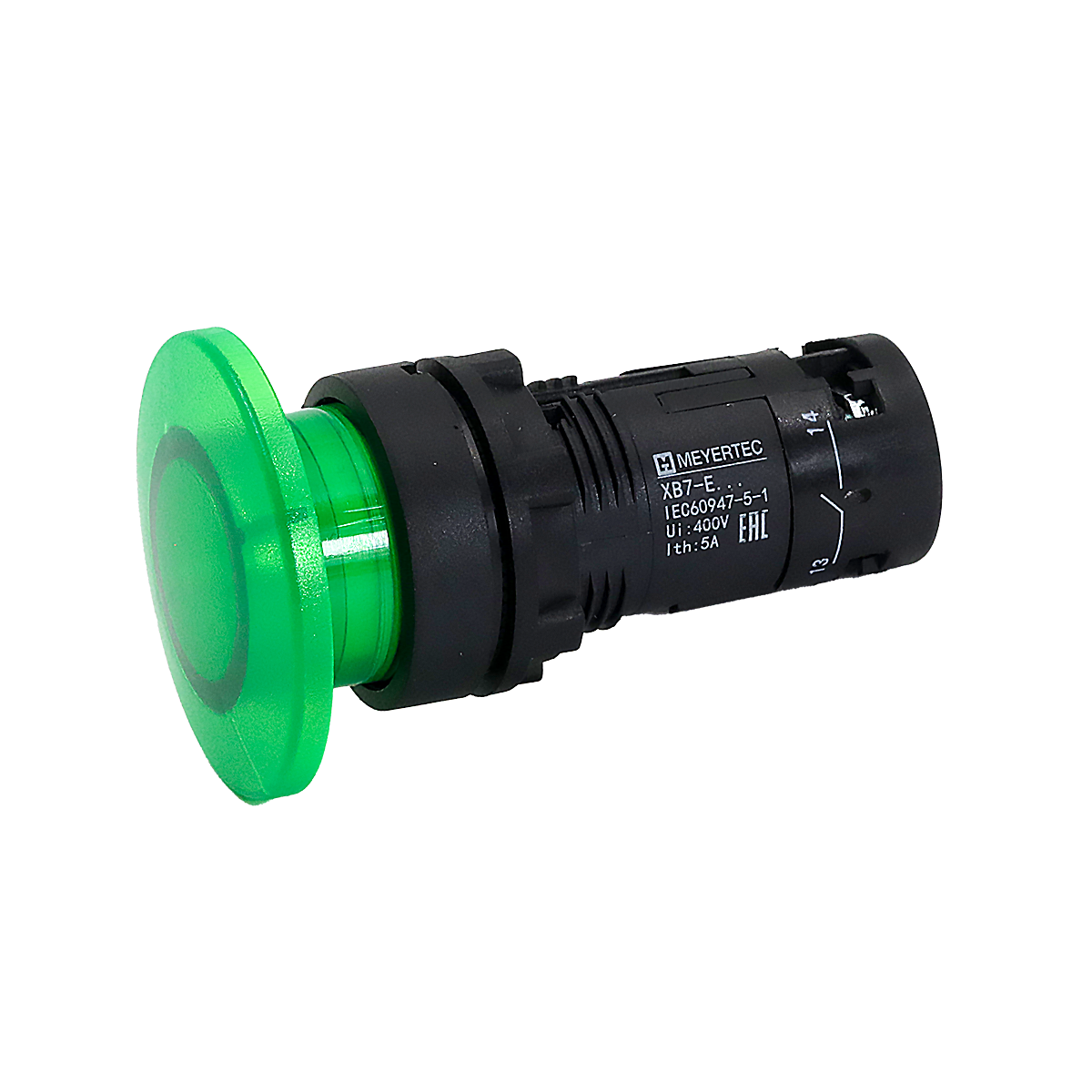 MTB7-EW43616 MTB7-EW43616 - Кнопка грибовидная зеленая с подсветкой, Ø40 мм, 1NO, 220V AC, IP54, пластик