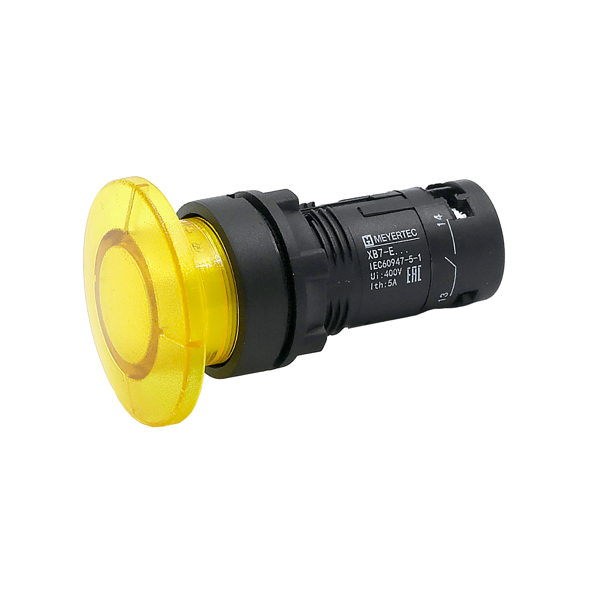 MTB7-EW45616 MTB7-EW45616 - Кнопка грибовидная желтая с подсветкой, Ø40 мм, 1NO, 220 AC, IP54, пластик