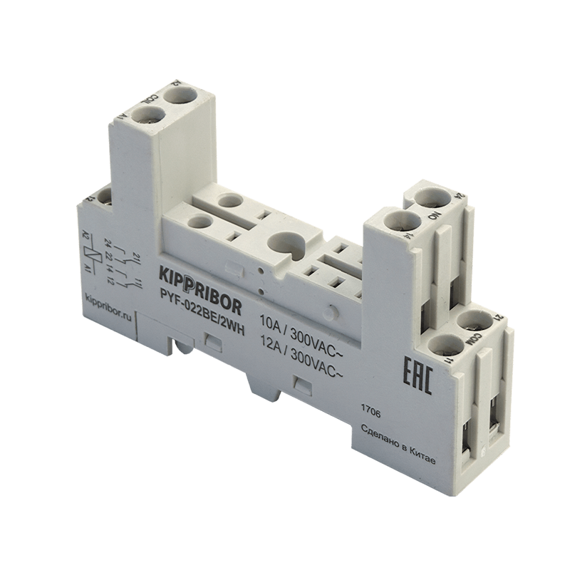 PYF-022BE/2WH PYF-022BE/2WH - 2-ярусная колодка с винтовыми клеммами для 2-конт. реле MR, белая