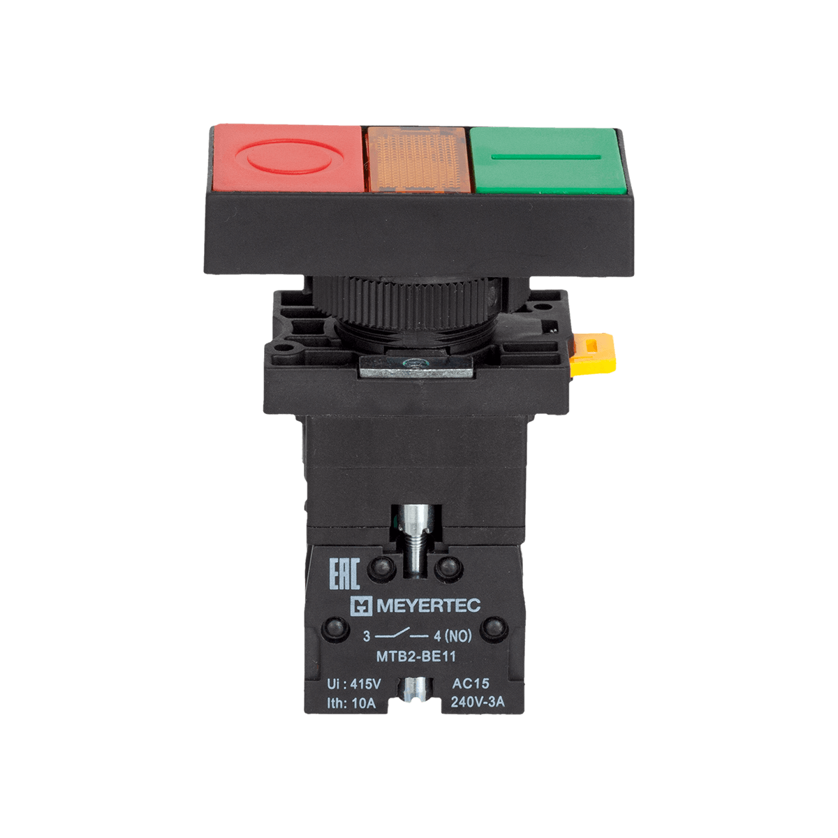 MTB2-EW8361 MTB2-EW8361 - Кнопка двойная плоская с подсветкой, красная/зеленая, маркировка "I+O", 1NO+1NC, 24V AC/DC, IP40, пластик