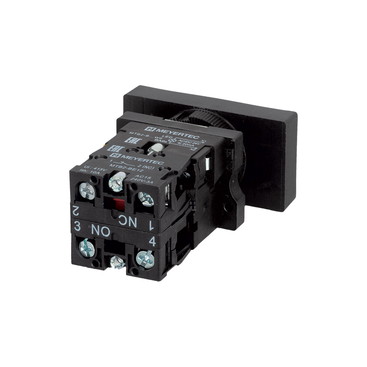 MTB2-EW8361 MTB2-EW8361 - Кнопка двойная плоская с подсветкой, красная/зеленая, маркировка "I+O", 1NO+1NC, 24V AC/DC, IP40, пластик