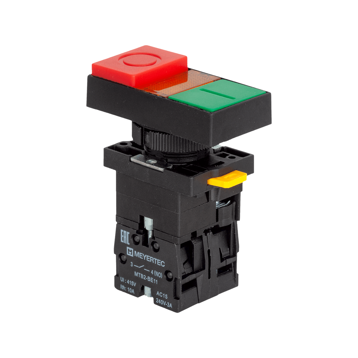 MTB2-EW8461 MTB2-EW8461 - Кнопка двойная выступающая с подсветкой, красная/зеленая, маркировка "I+O", 1NO+1NC, 24V AC/DC, IP40, пластик