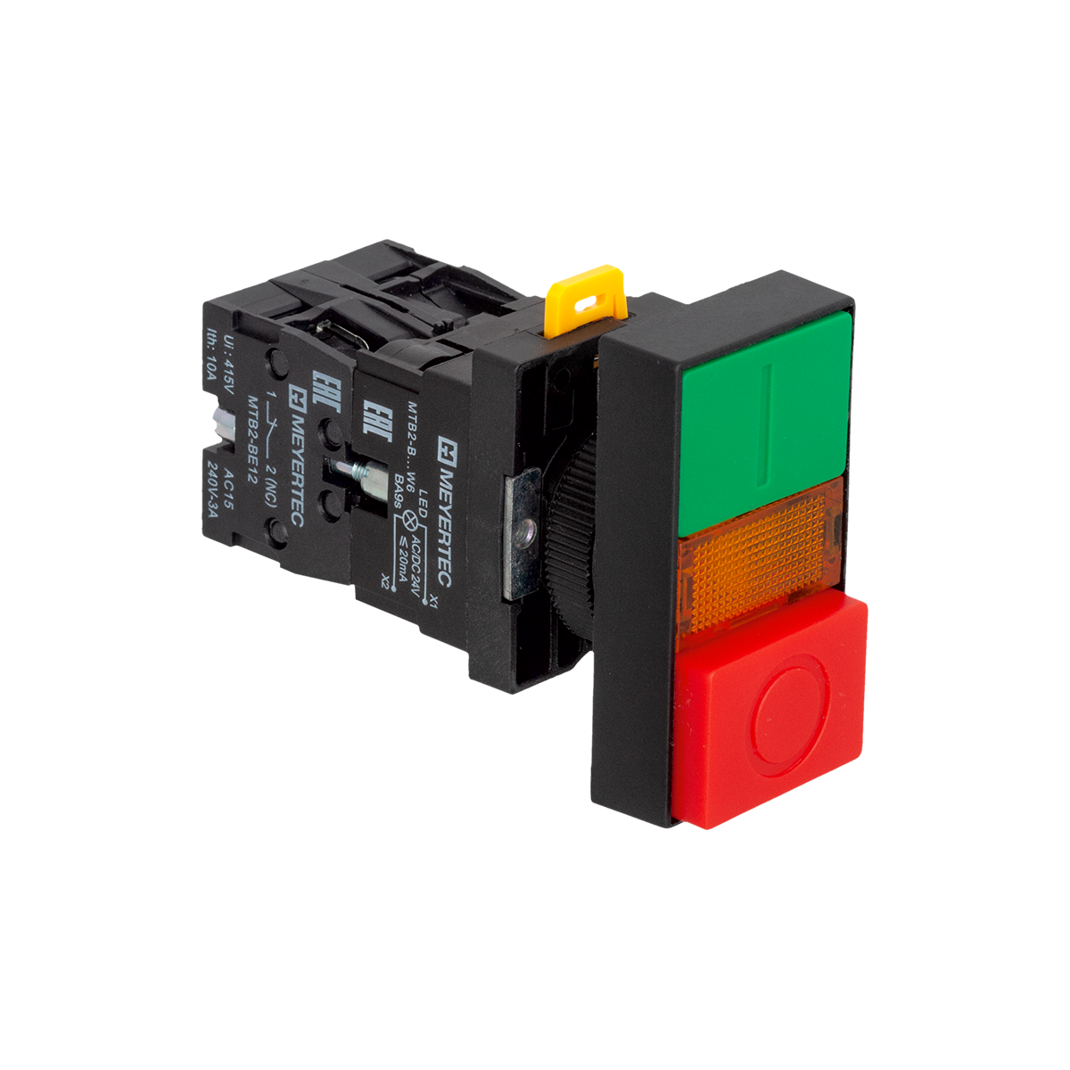 MTB2-EW8461 MTB2-EW8461 - Кнопка двойная выступающая с подсветкой, красная/зеленая, маркировка "I+O", 1NO+1NC, 24V AC/DC, IP40, пластик