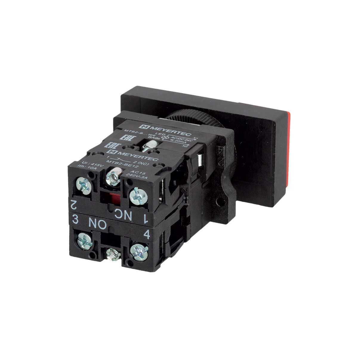 MTB2-EW8461 MTB2-EW8461 - Кнопка двойная выступающая с подсветкой, красная/зеленая, маркировка "I+O", 1NO+1NC, 24V AC/DC, IP40, пластик